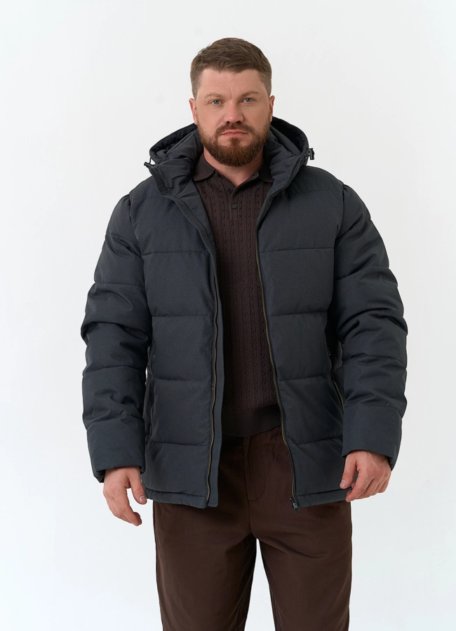 Мужской пуховик с капюшоном модель № 34081 универмаг малина фото