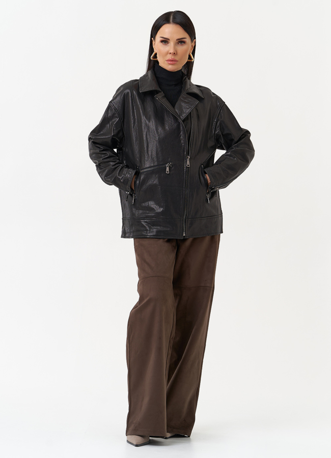 Женская косуха оверсайз черного цвета модель № 29989 универмаг малина