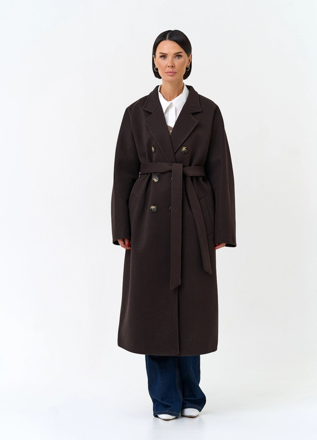 Женское пальто с английским воротником модель № 34151 меха малина фото