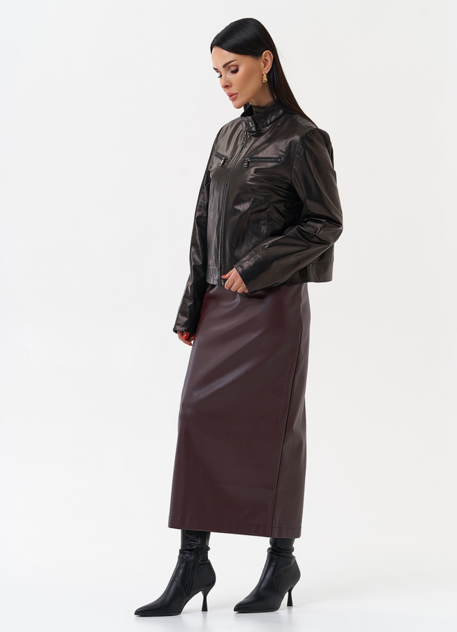 Женская кожаная куртка мото модель № 29906 универмаг малина