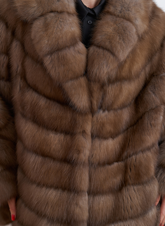 Шуба из куницы оверсайз