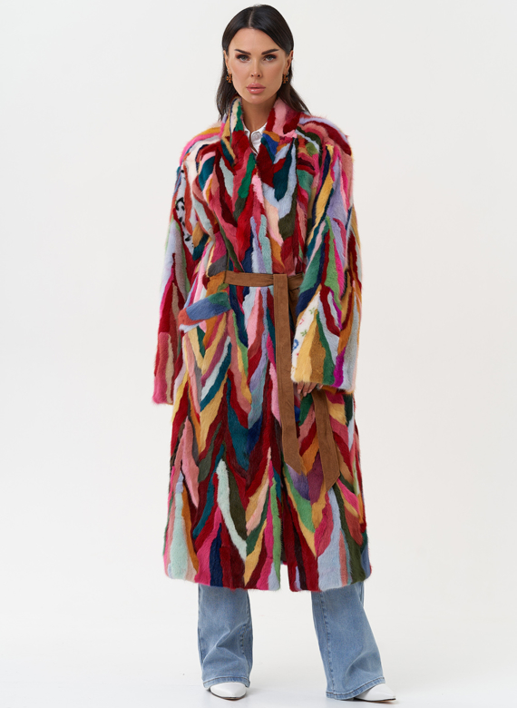 Норковая шуба в стиле пэчворк