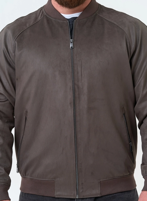 Мужская куртка бомбер из эко замши фото