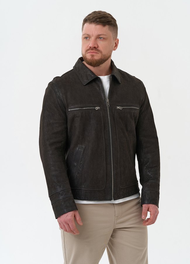 Мужская куртка из натуральной кожи  модель № 30061 универмаг малина