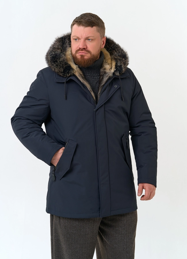 Парка мужская на мехе из волка модель № 34427 универмаг малина фото