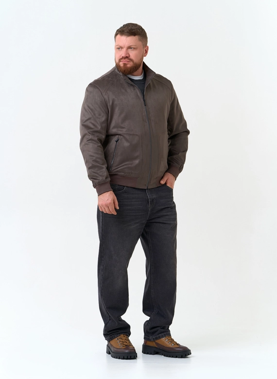 Мужская куртка бомбер из эко замши фото