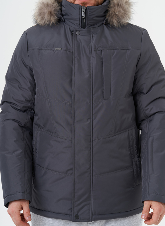 Мужская куртка с капюшоном из меха енота