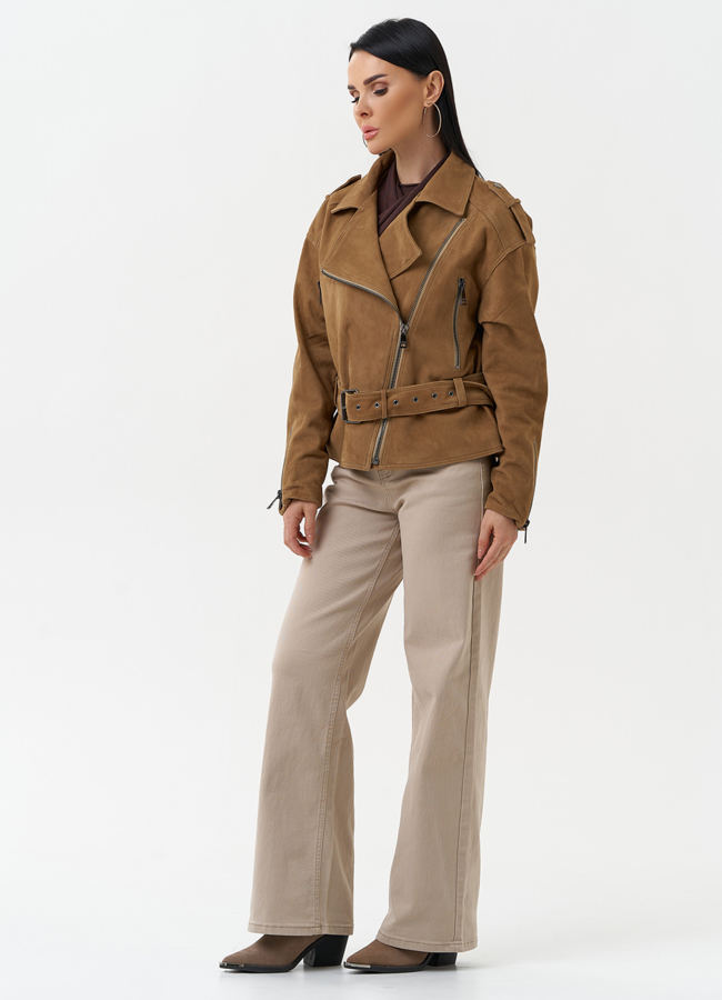 Куртка женская из натуральной замши с поясом модель № 30364 универмаг малина