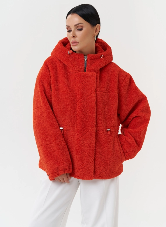 Куртка из эко меха с капюшоном