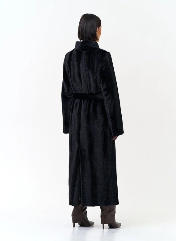 Длинная шуба из эко меха фото