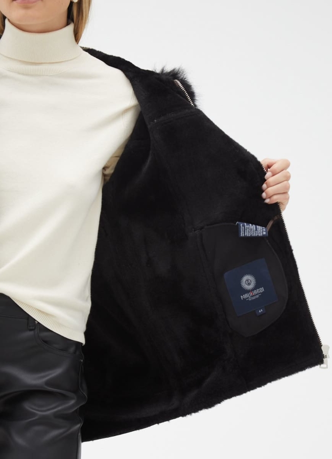 Женская дубленка из эко кожи с капюшоном модель № 32021 универмаг малина