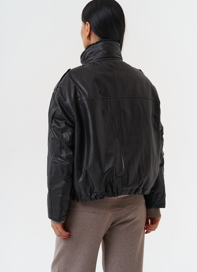 Утепленная куртка из натуральной кожи модель № 28582 в кредит