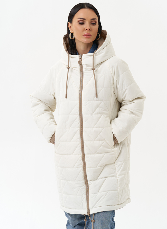 Женская удлиненная куртка с капюшоном
