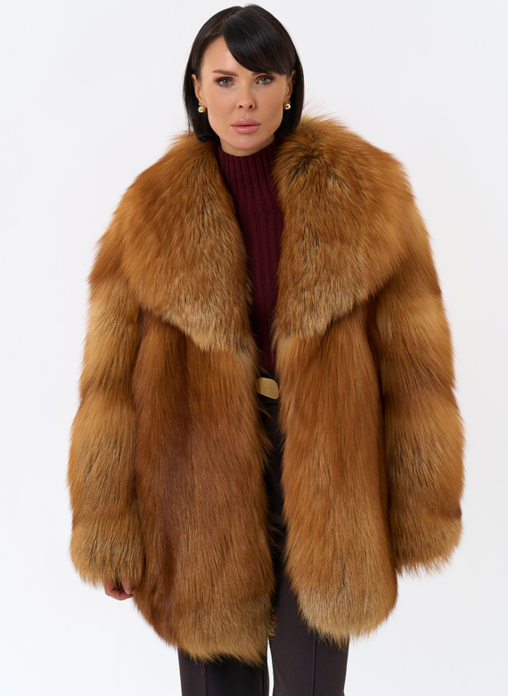 Шуба из рыжей лисы