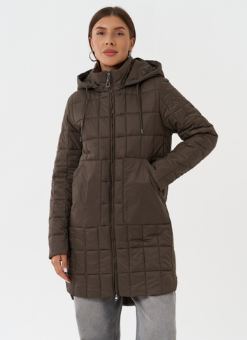Стеганое пальто с капюшоном