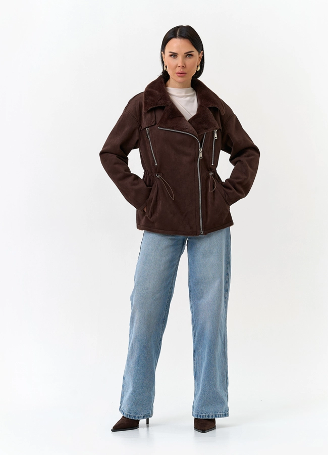 Женская дубленка из эко замши модель № 32792 в кредит
