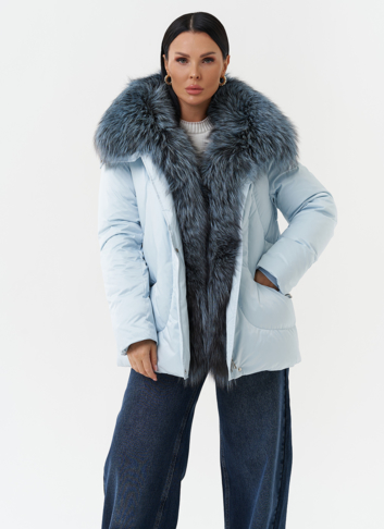 Пуховик с мехом чернобурки